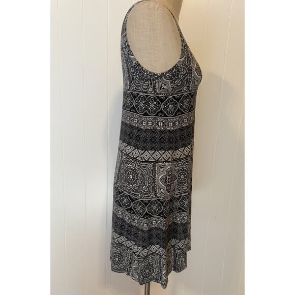 LOFT Outlet Dress Womens Medium Petite Black White Sleeveless Geometric Boho - Picture 7 of 10
